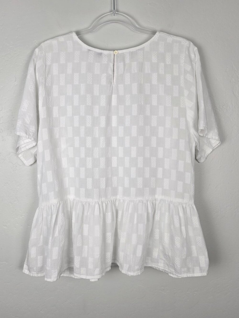 Madewell Medford Top Jacquard Short Sleeve Textured Peplum Blouse White Size 1X - Picture 4 of 13